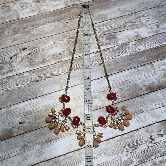 Coral & peach colored bubble statement necklace with rhinestones - Picture 7 of 7